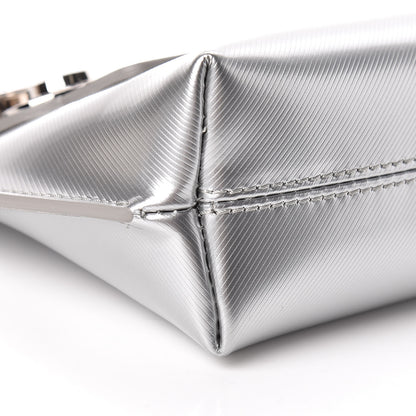 Burberry Metallic Trench Calfskin Medium Zip Lock Pouch Silver 9 of 11