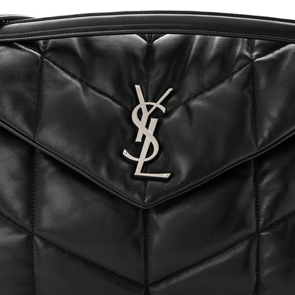 Saint Laurent Lambskin Quilted Medium Loulou Puffer Monogram Chain Satchel Black 8 of 10