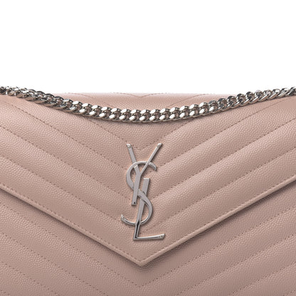 Saint Laurent Grain De Poudre Matelasse Chevron Monogram Chain Wallet Pale Pink 9 of 10