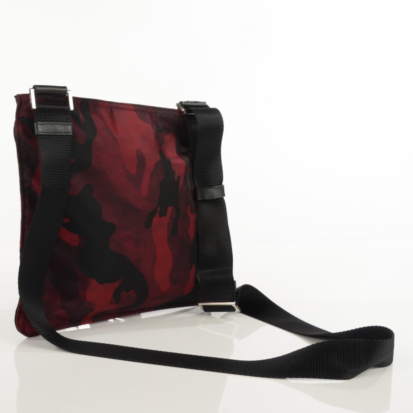 Tessuto Nylon Camouflage Print Flat Messenger Bag Bordeaux