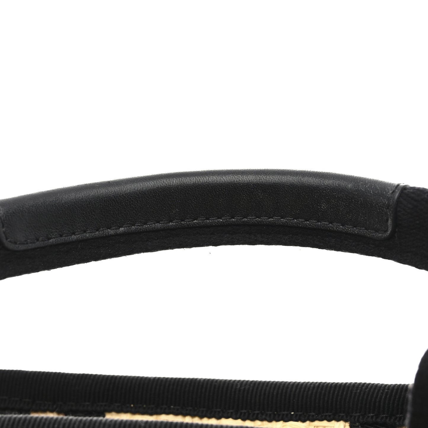 Straw Raffia Calfskin Chain Medium Deauville Tote Beige Black