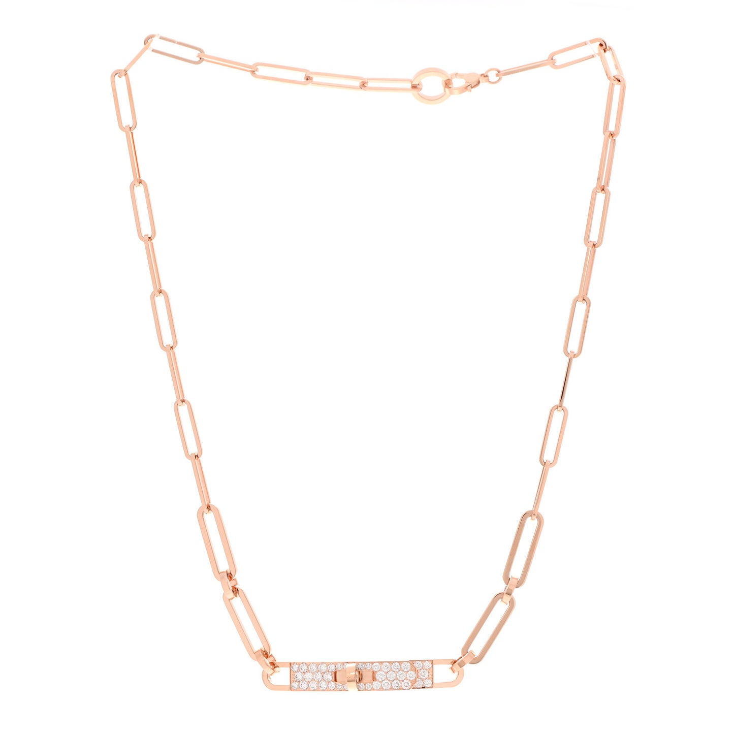 18K Rose Gold Diamond Pave Kelly Chaine Choker Necklace