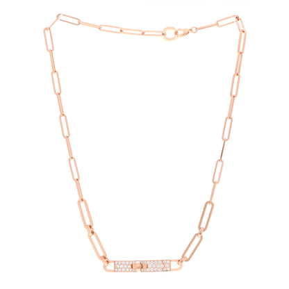Hermes 18K Rose Gold Diamond Pave Kelly Chaine Choker Necklace 3 of 8