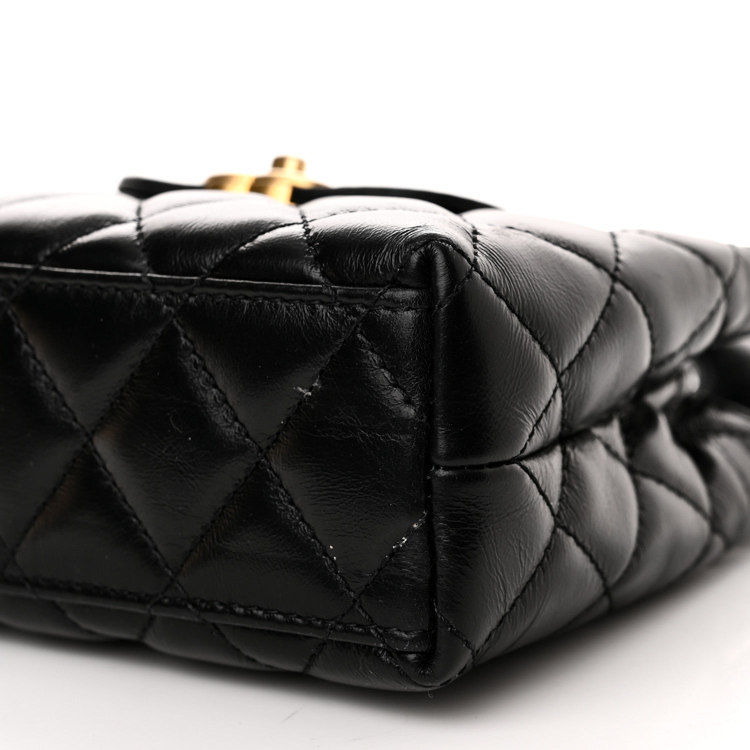 Chanel Shiny Aged Calfskin Quilted Nano Kelly Shopper Black 10 of 11