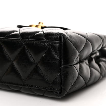 Chanel Shiny Aged Calfskin Quilted Nano Kelly Shopper Black 10 of 11