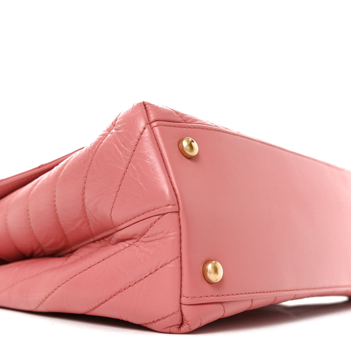 Calfskin Lizard Chevron Quilted Small Coco Handle Flap Pink
