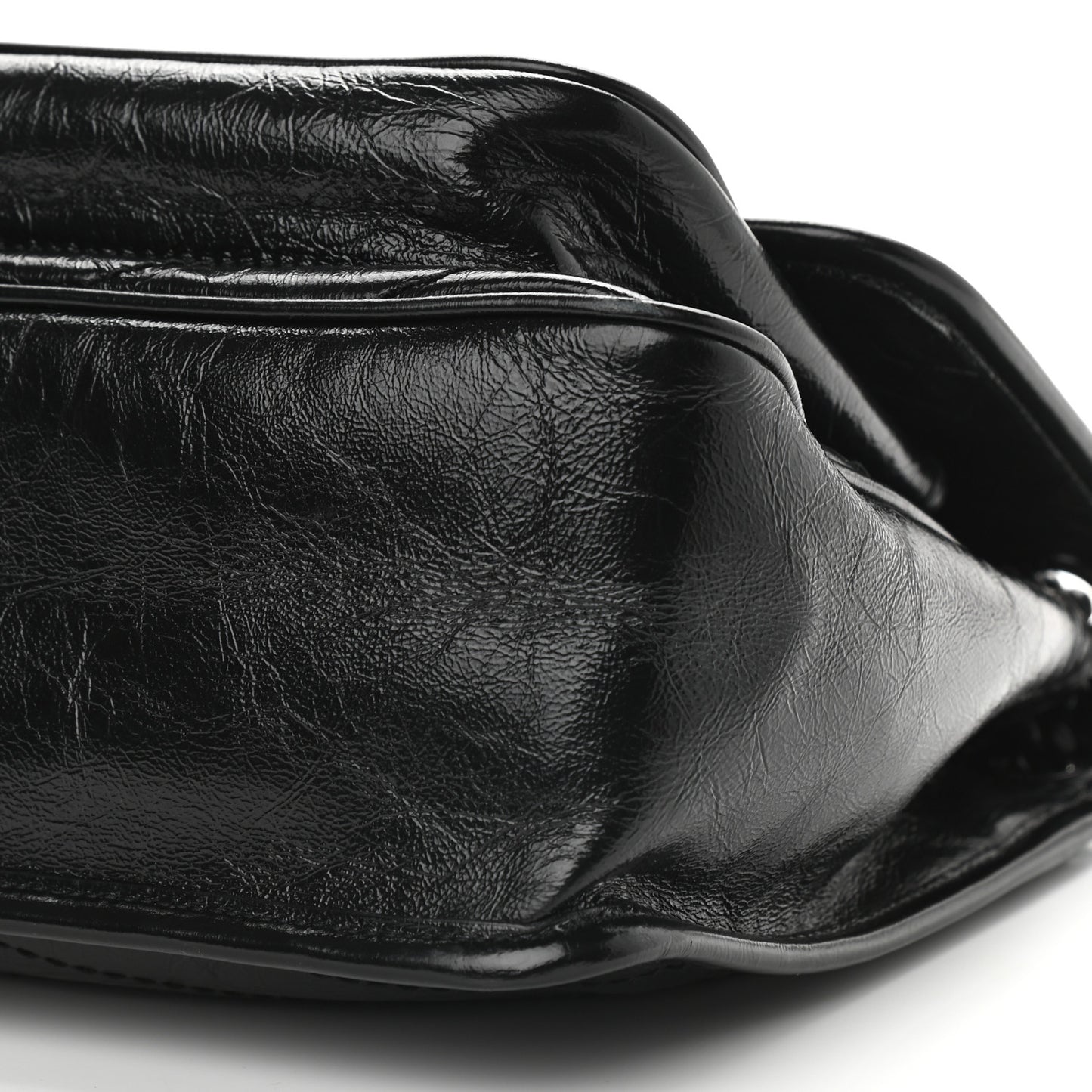 Crinkled Calfskin Matelasse Monogram Medium Niki Chain Satchel Black