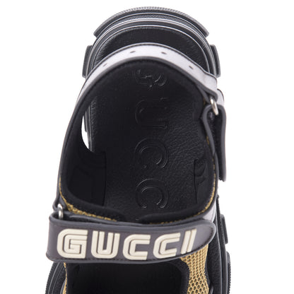 Gucci X SEGA Nappa Mesh Mens Aguru Sandals 8 Loess Black 7 of 8