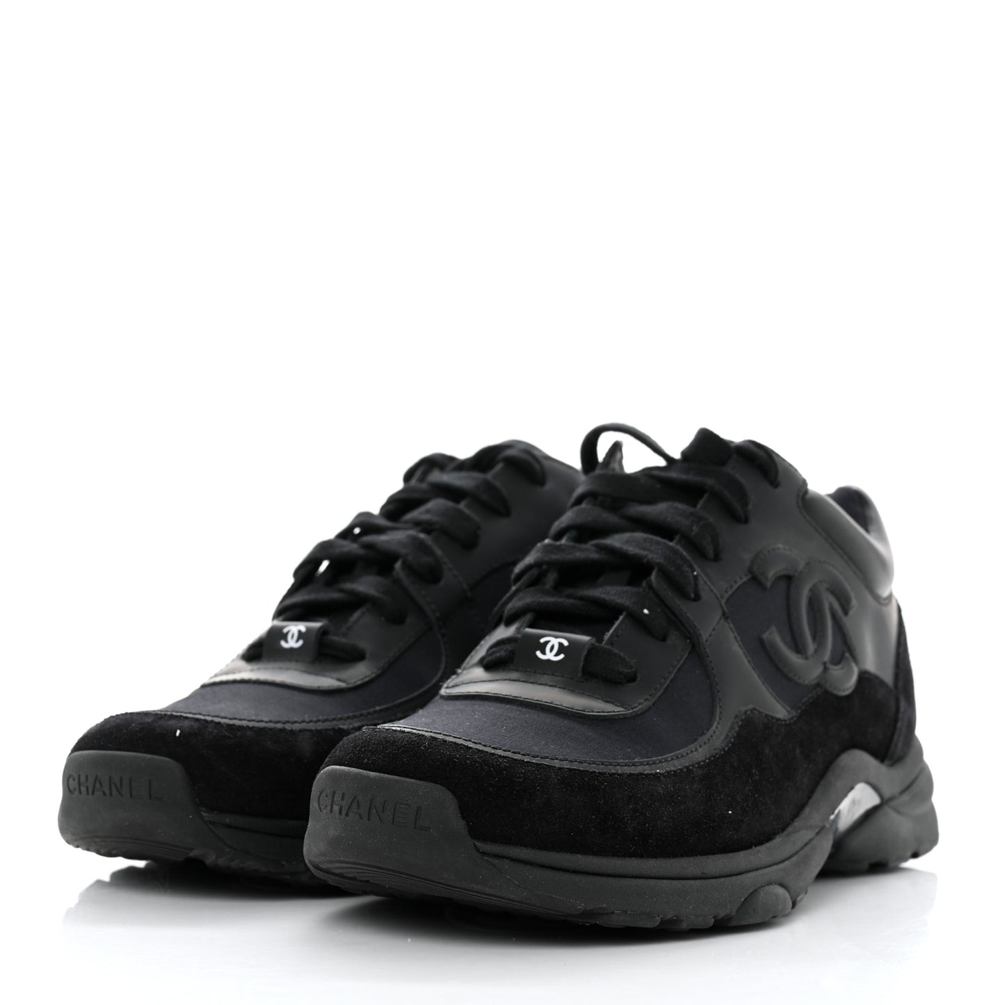 Toile Suede Calfskin CC Sneakers 36.5 Black