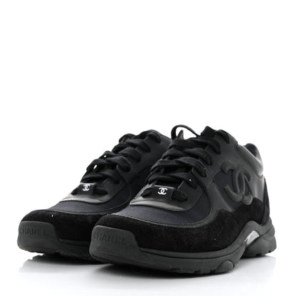 Chanel Toile Suede Calfskin CC Sneakers 36.5 Black 3 of 8