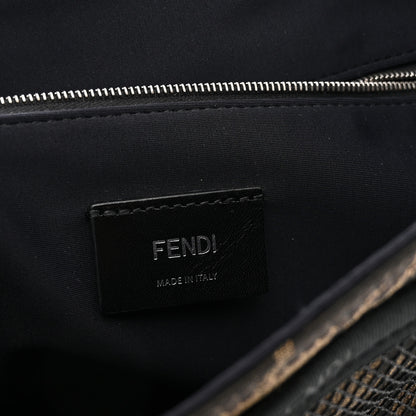 Fendi X SARAH COLEMAN Fabric Jacquard Vitello Grace FF Vertigo Woven Lanyard Large Baguette Tobacco Moro Black 6 of 11