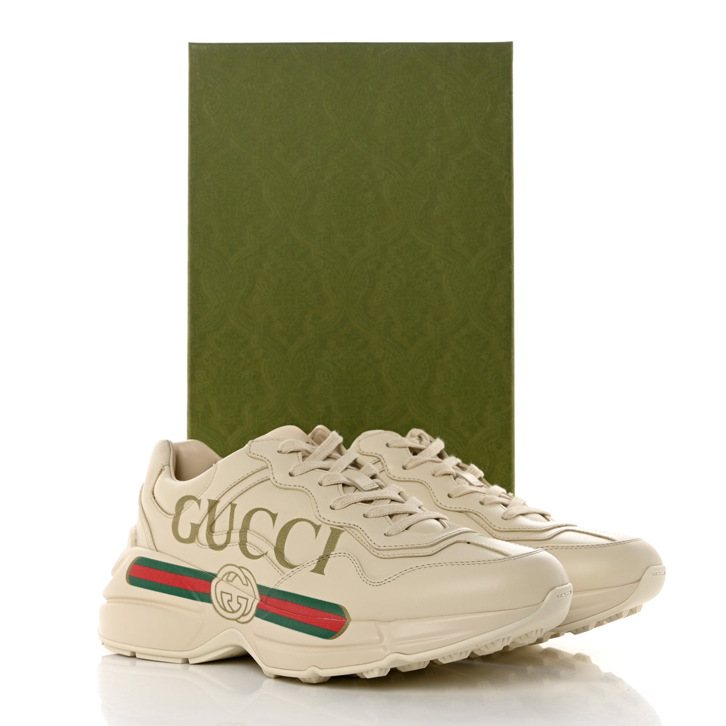 Calfskin Logo Womens Rhyton Sneakers 38 Ivory