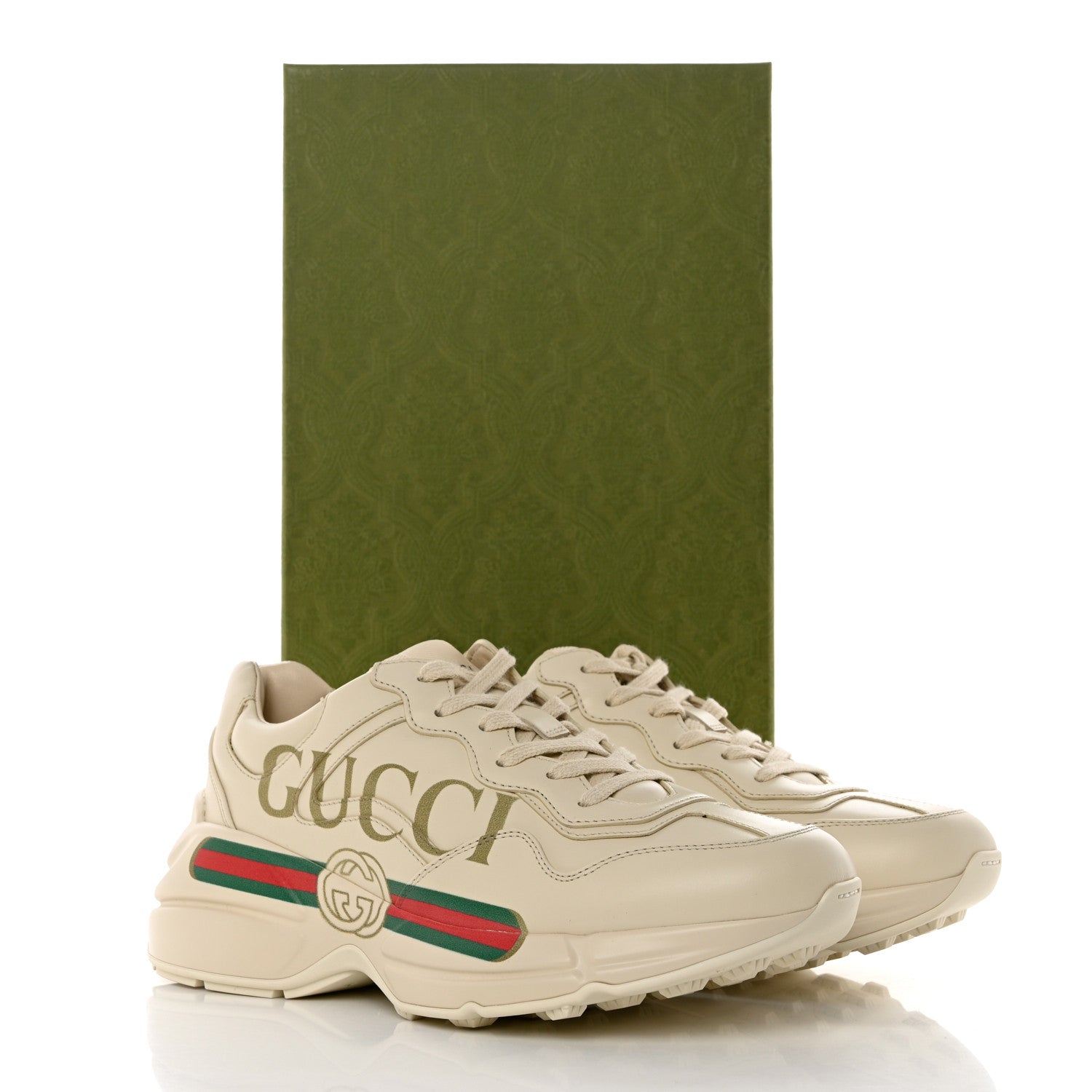 Gucci Calfskin Logo Womens Rhyton Sneakers 38 Ivory 9 of 9