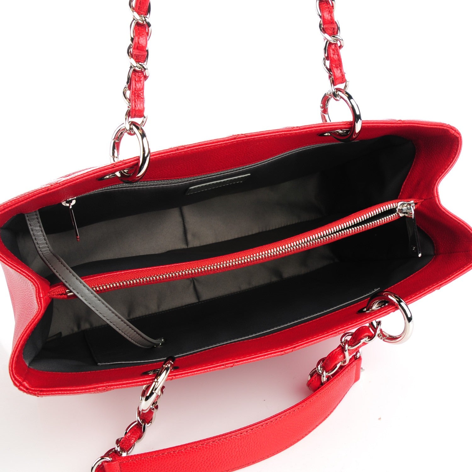 Chanel Caviar Quilted Grand Shopping Tote GST Red 5 of 8