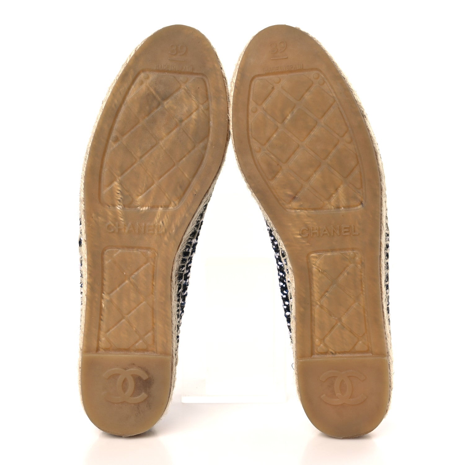 Chanel Tweed CC Espadrilles 39 White Black Navy 5 of 8