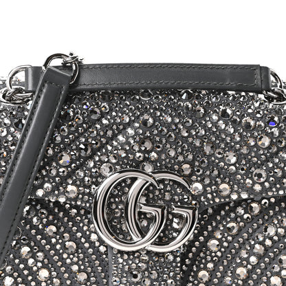 Gucci Suede Matelasse Crystal Mini GG Marmont Shoulder Bag Grey 8 of 10