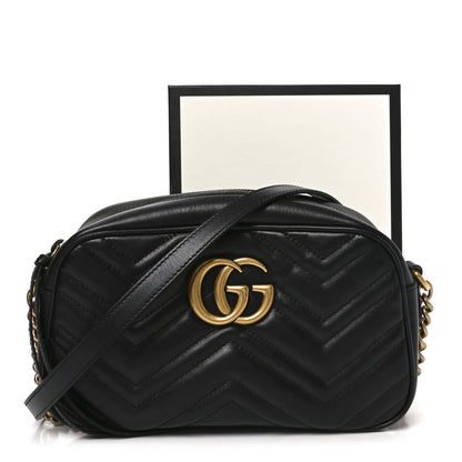 Gucci Calfskin Matelasse Small GG Marmont Chain Shoulder Bag Black 11 of 11