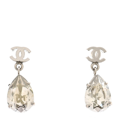 Chanel Crystal CC Tear Drop Earrings Silver 1 of 4