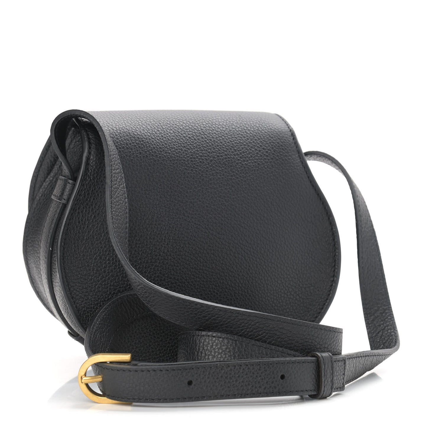 Calfskin Mini Marcie Round Crossbody Bag Black
