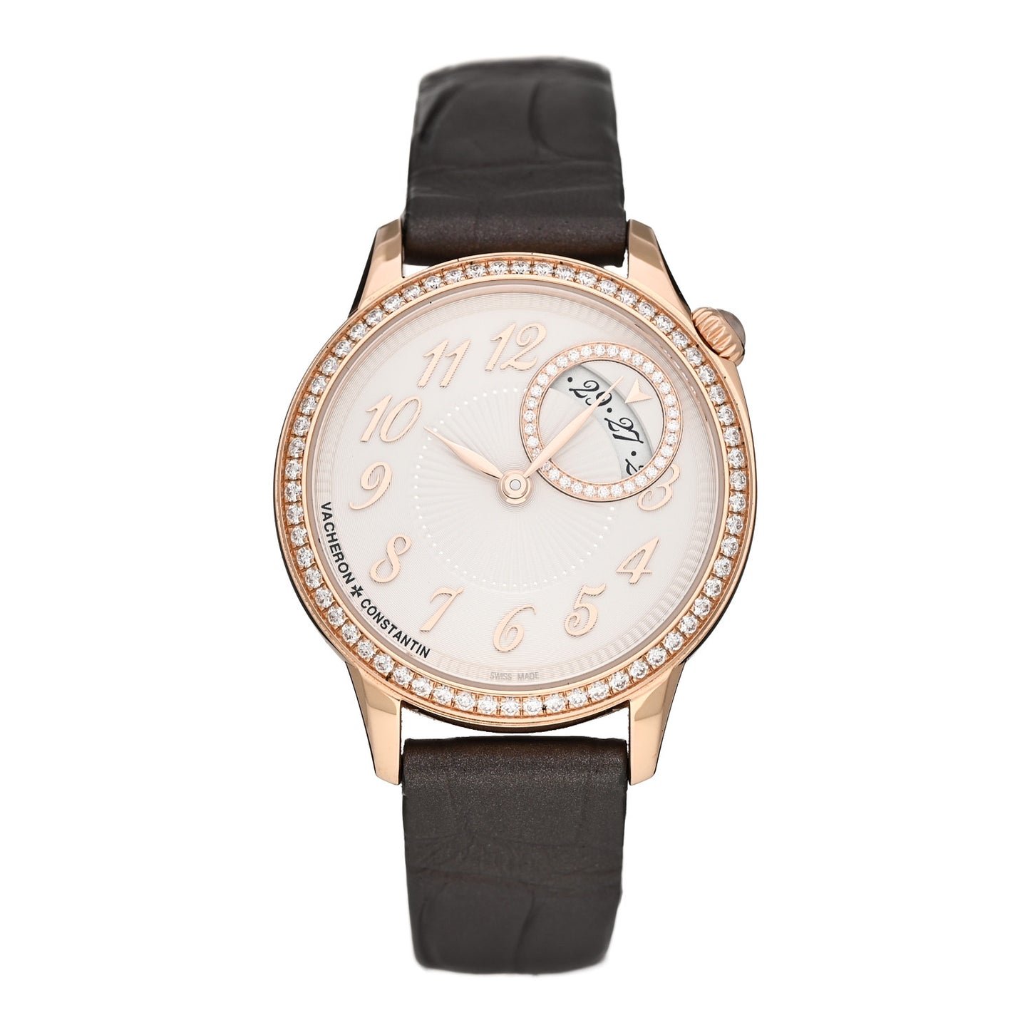 18K Pink Gold Alligator Diamond Bezel 30mm Egerie Quartz Watch 1205F/000R-B622