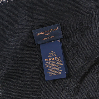 Louis Vuitton Silk Wool Monogram Shawl Black 4 of 4
