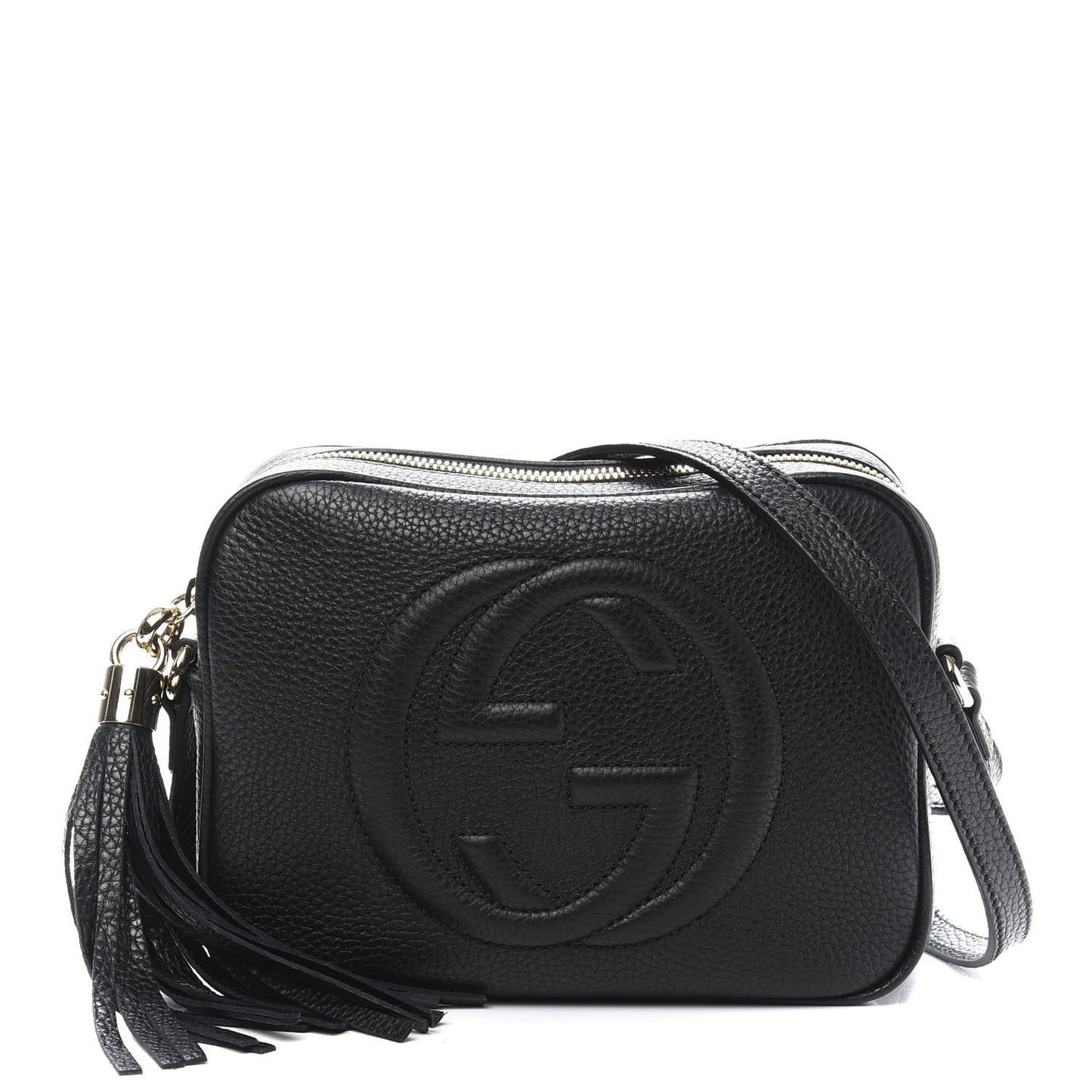 Pebbled Calfskin Small Soho Disco Bag Black