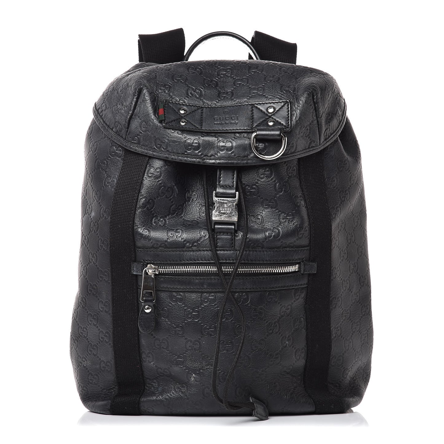 Guccissima Single Buckle Backpack Black