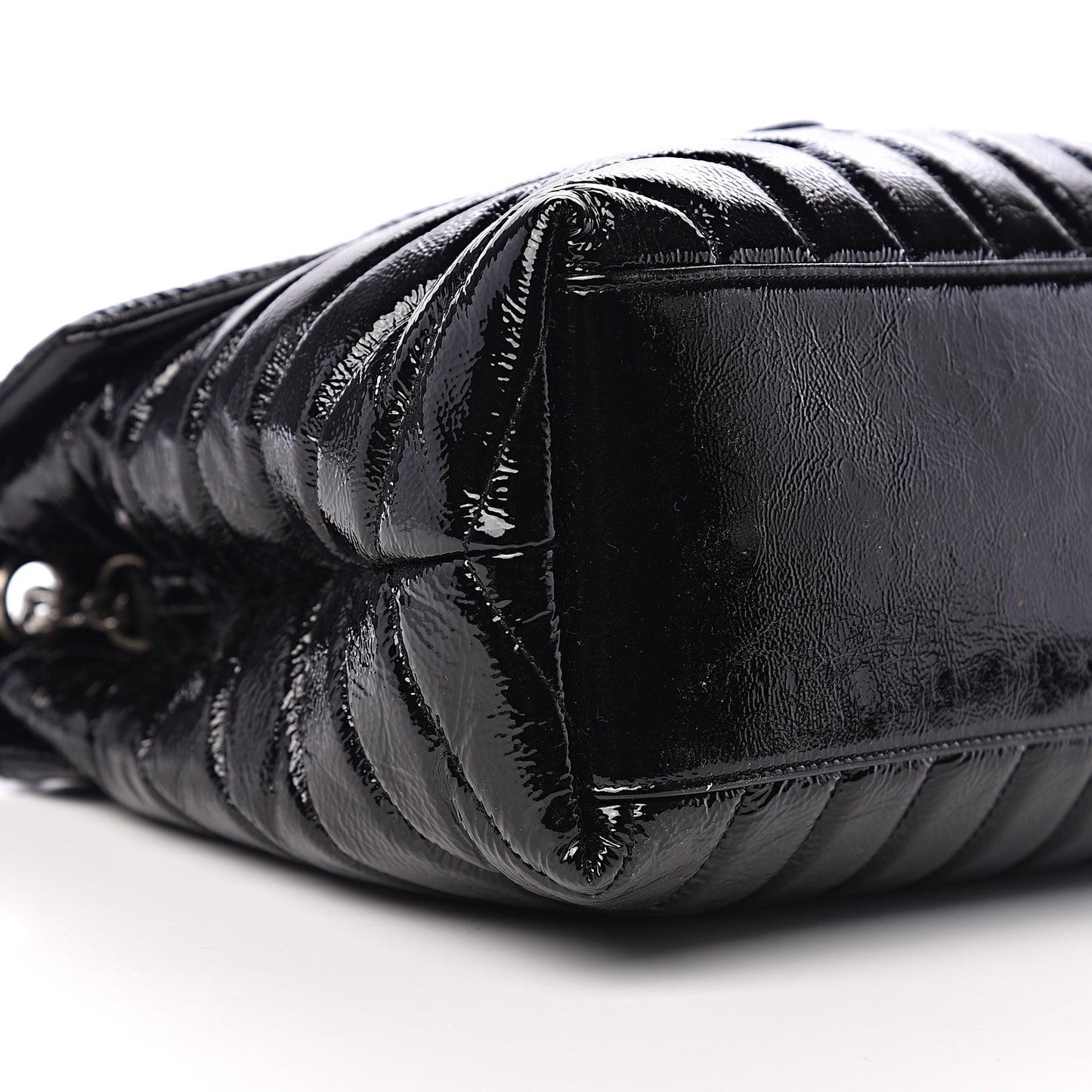 Patent Y Quilted Monogram Medium Loulou Chain Satchel Black