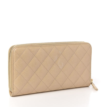 Chanel Iridescent Caviar Quilted Large Gusset Zip Around Wallet Beige Clair 2 of 8
