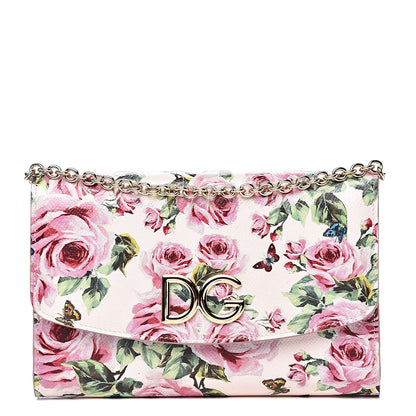 Dolce & Gabbana Dauphine Rose Print Wallet On Chain Pink 1 of 8