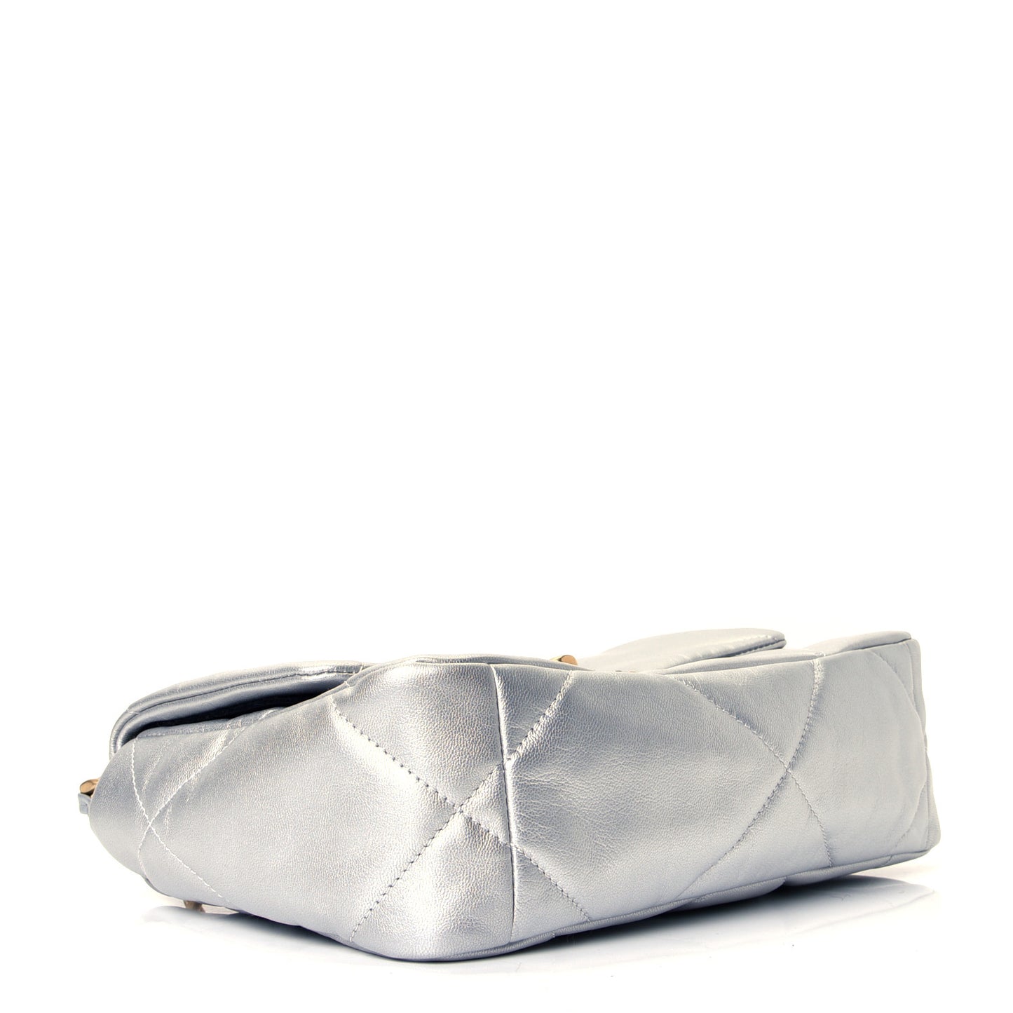 Metallic Goatskin Quilted Medium Chanel 19 Flap Silver