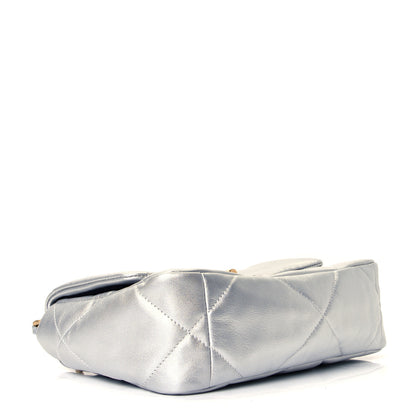 Chanel Metallic Goatskin Quilted Medium Chanel 19 Flap Silver 3 of 4