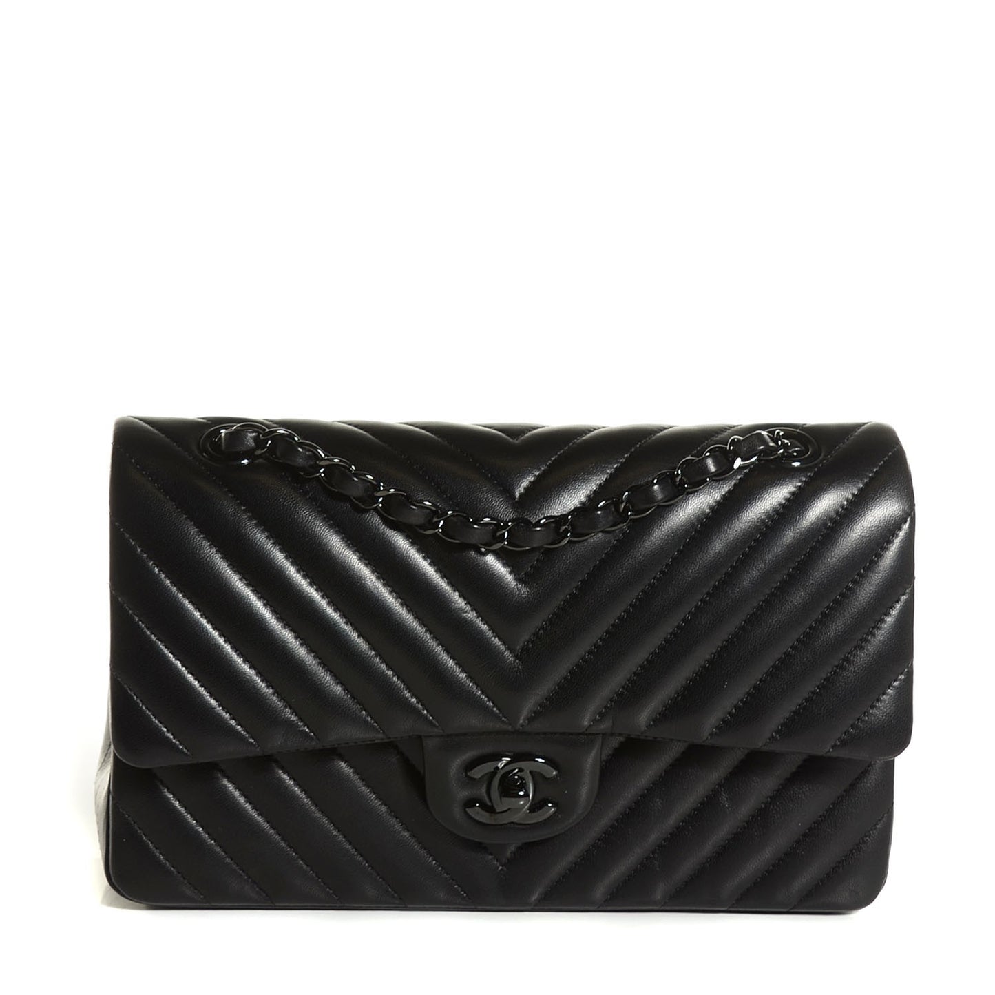 Lambskin Chevron 11.12 Medium Double Flap So Black