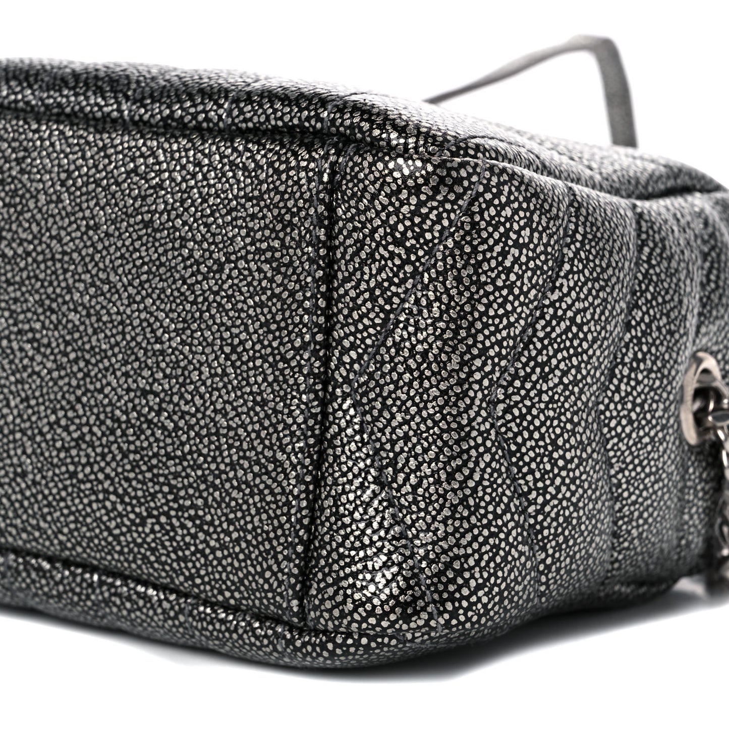 Metallic Grain De Poudre Y Quilted Monogram Mini Loulou Camera Bag Gun Metal