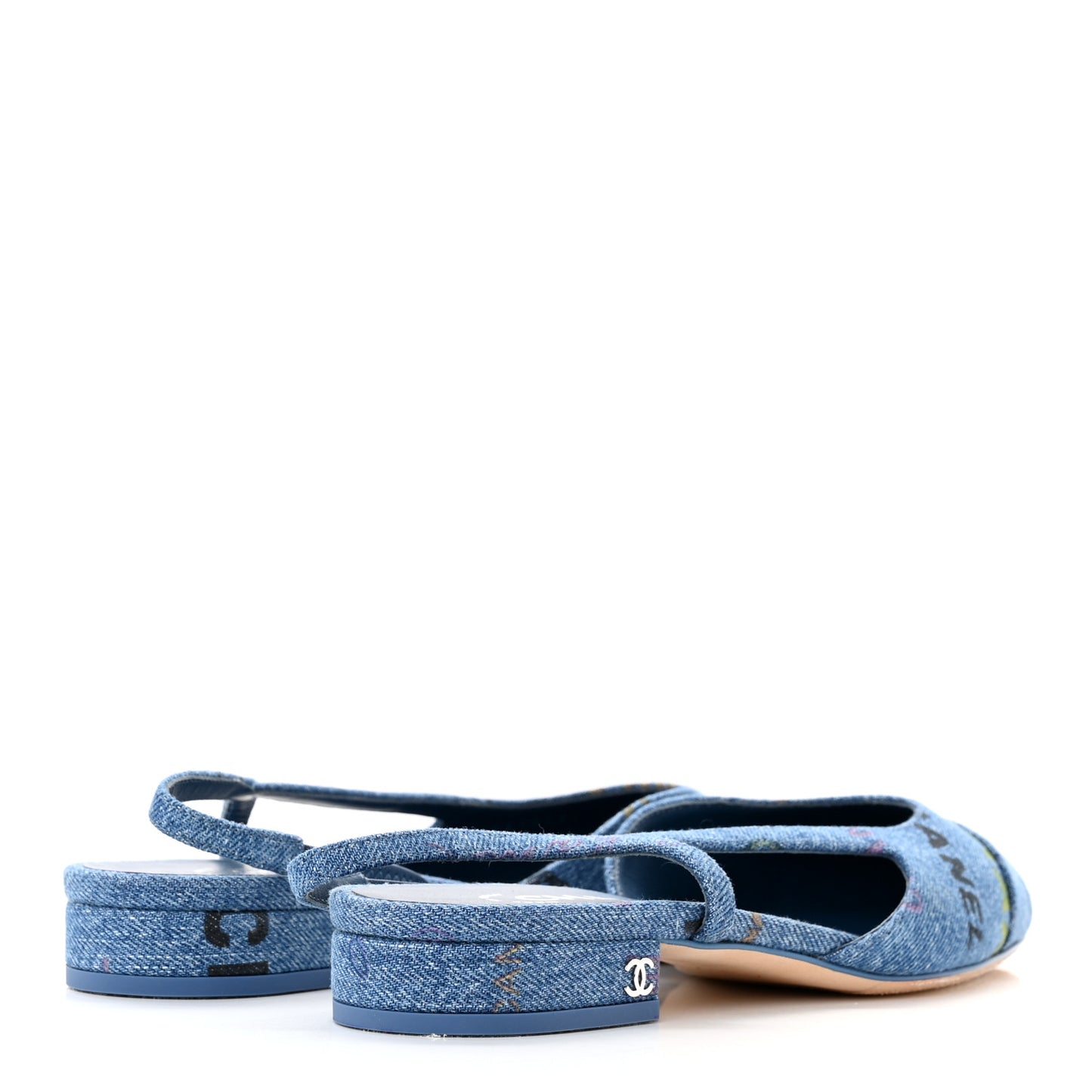 Denim Cap Toe CC Slingback Flats 37 Light Blue Multicolor