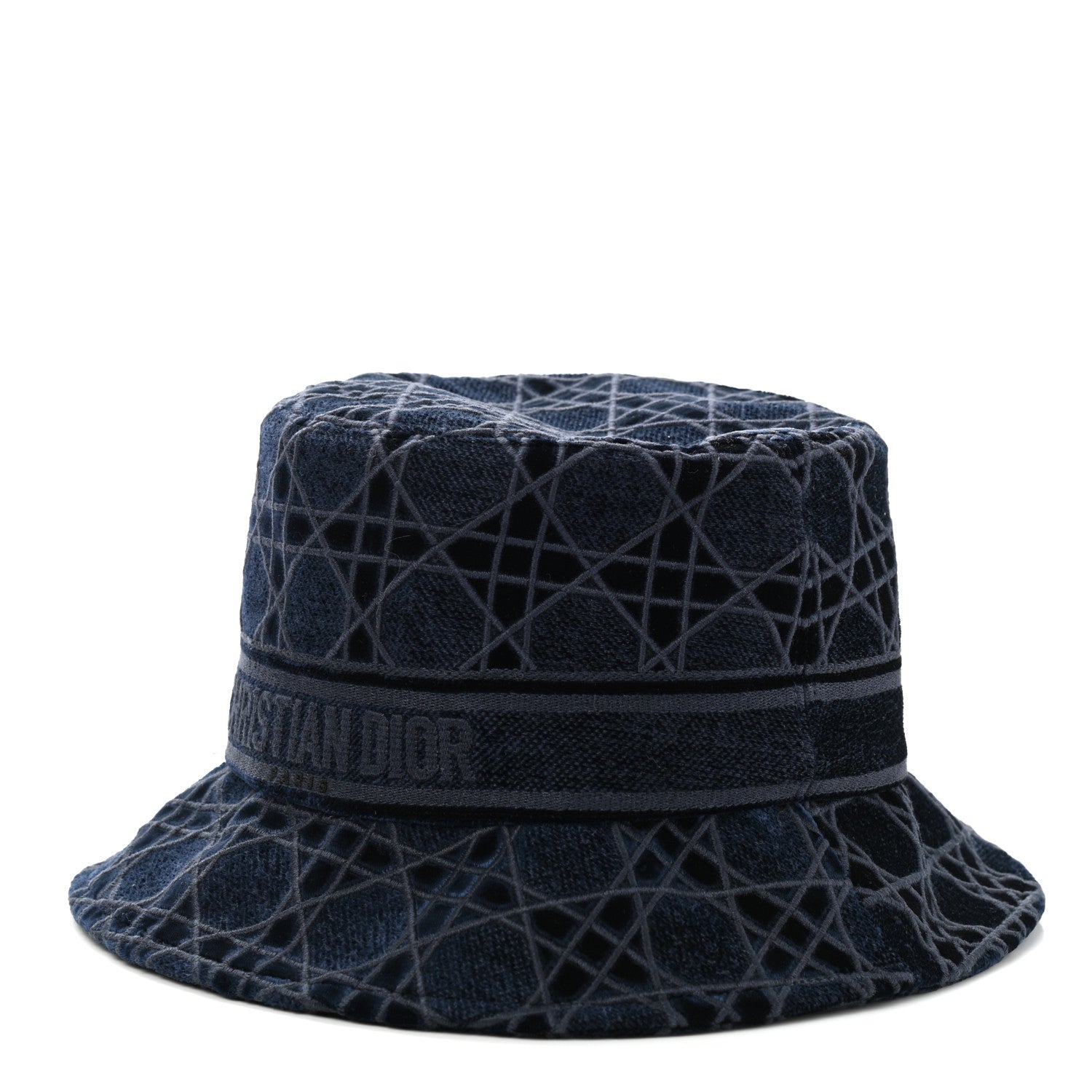 Christian Dior Velvet Cannage Bucket Hat 57 Blue 1 of 8