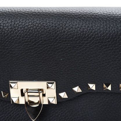 Valentino Garavani Pebbled Calfskin Medium Rockstud Flip Lock Crossbody Bag Black 9 of 10