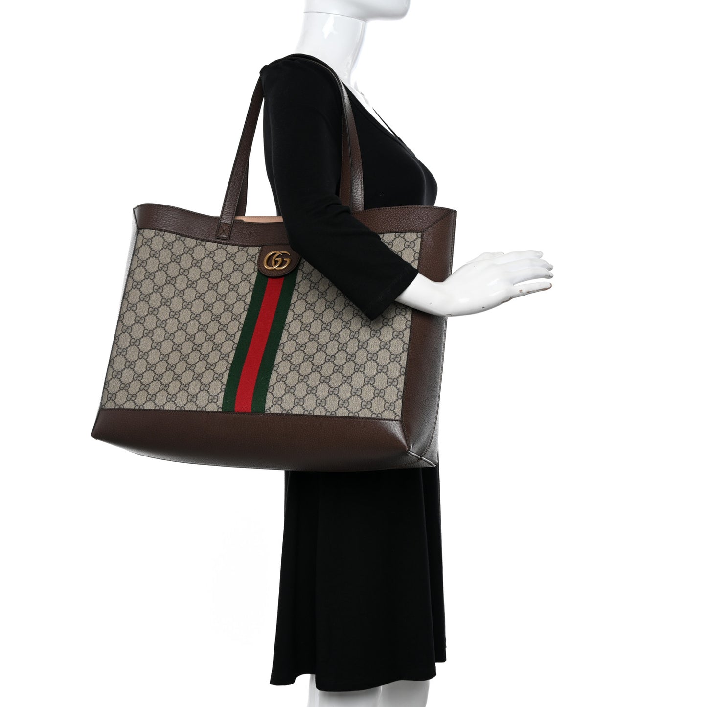 GG Supreme Monogram Web Ophidia Tote Brown