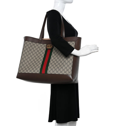 Gucci GG Supreme Monogram Web Ophidia Tote Brown 2 of 9