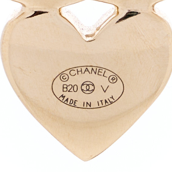 Chanel Crystal Pearl Charming Winter CC Star Heart Earrings Gold 4 of 4