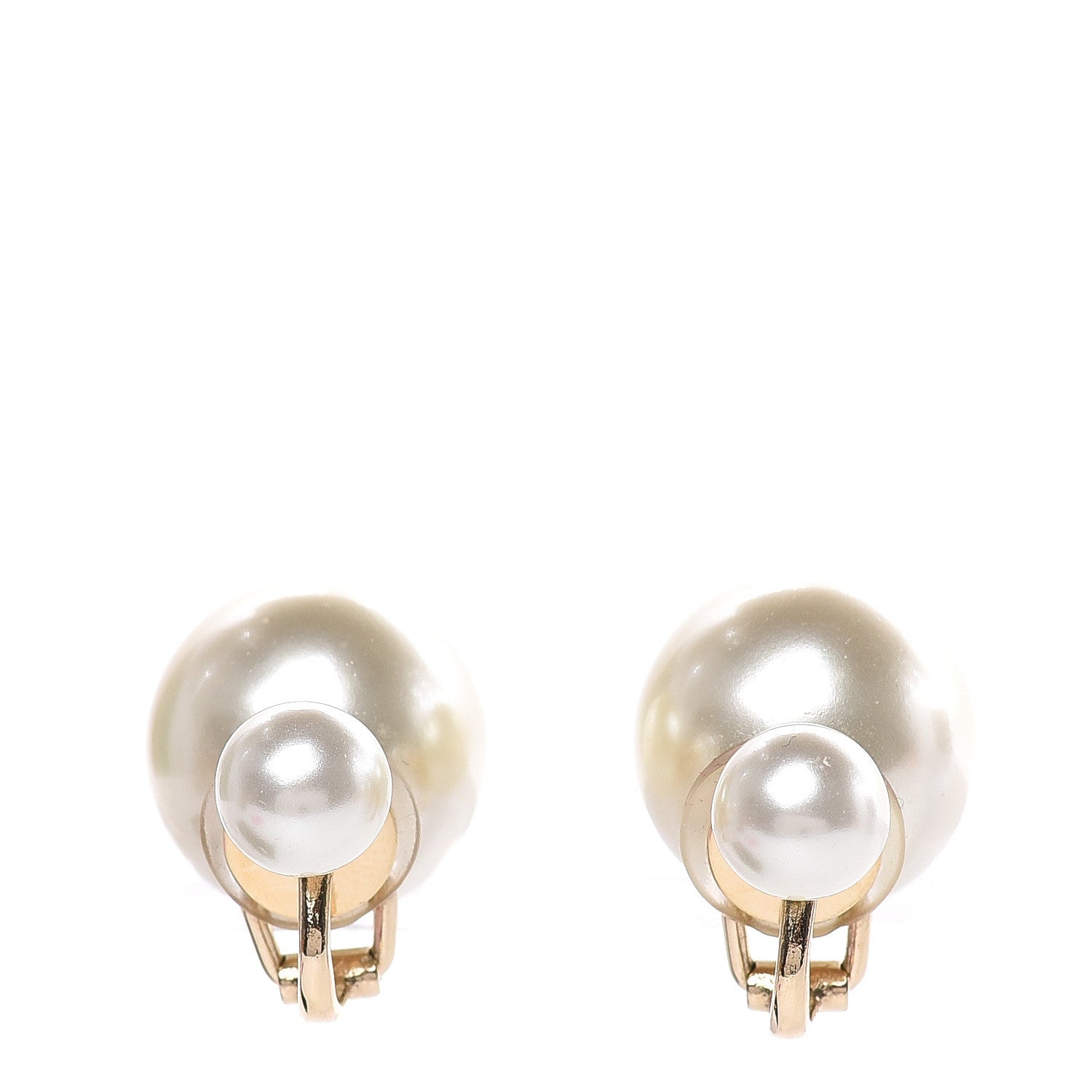 Christian Dior Pearl Clip On Earrings Cream 1 of 4