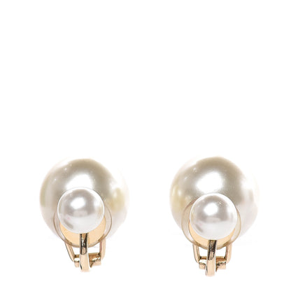 Christian Dior Pearl Clip On Earrings Cream 1 of 4
