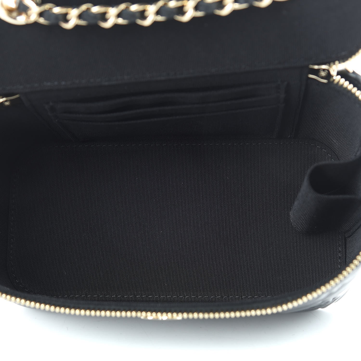 Chanel Lambskin Camellia Embossed Small Vanity Case With Chain Black 5 of 12