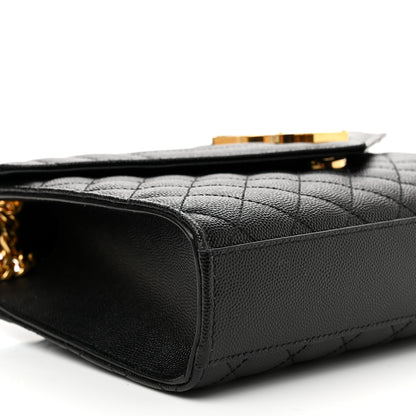 Saint Laurent Grain De Poudre Textured Mixed Matelasse Triquilt Medium Monogram Satchel Black 7 of 8