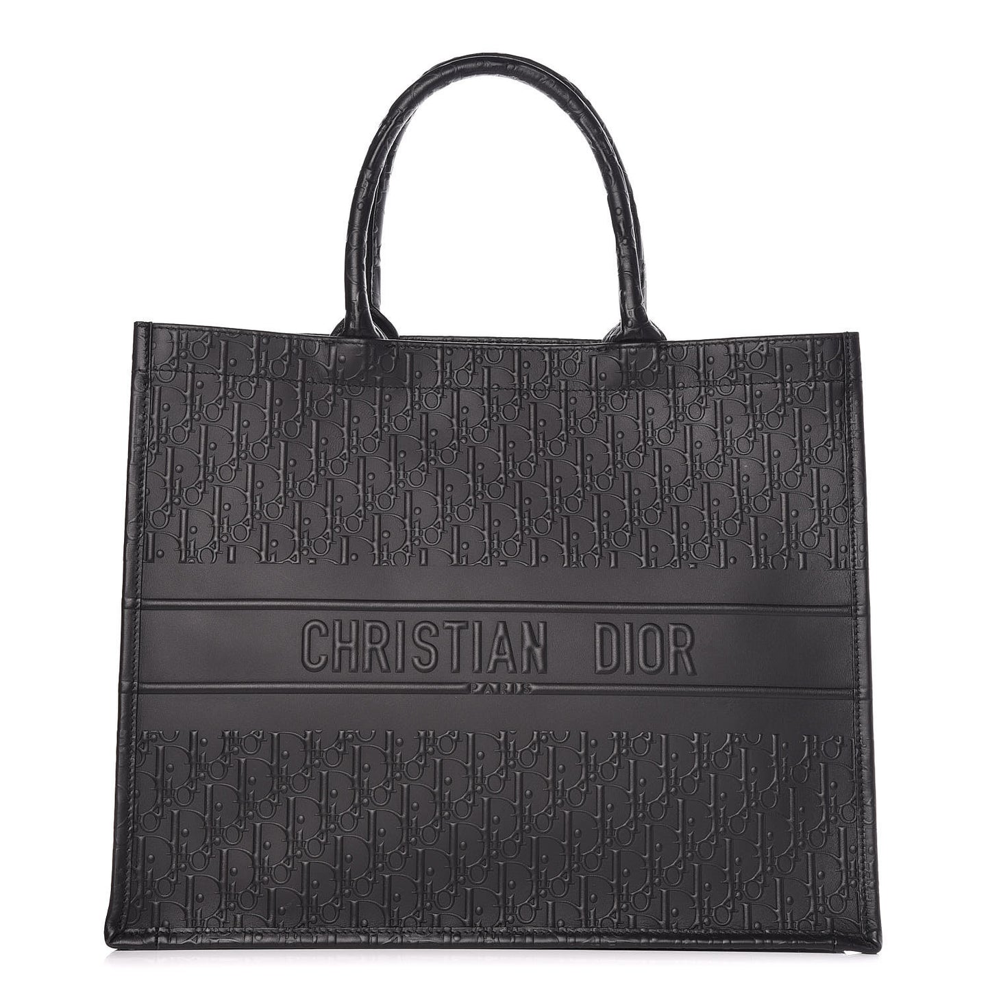 Oblique Calfskin Embossed Book Tote Black