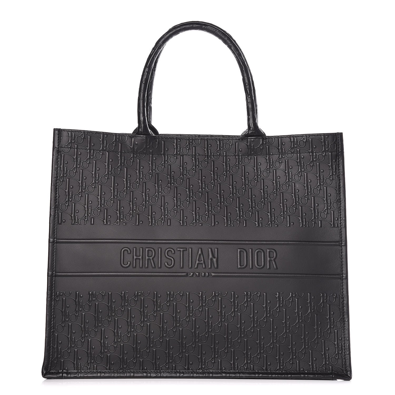 Christian Dior Oblique Calfskin Embossed Book Tote Black 1 of 9