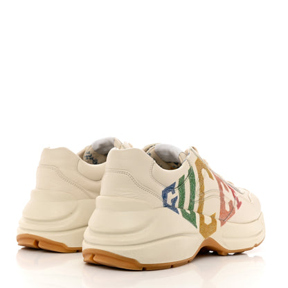 Gucci Calfskin Glitter Game Logo Womens Rhyton Sneakers 37 Mystic White 4 of 12