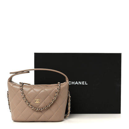 Chanel Caviar Quilted Hobo Clutch With Chain Dark Beige 11 of 11