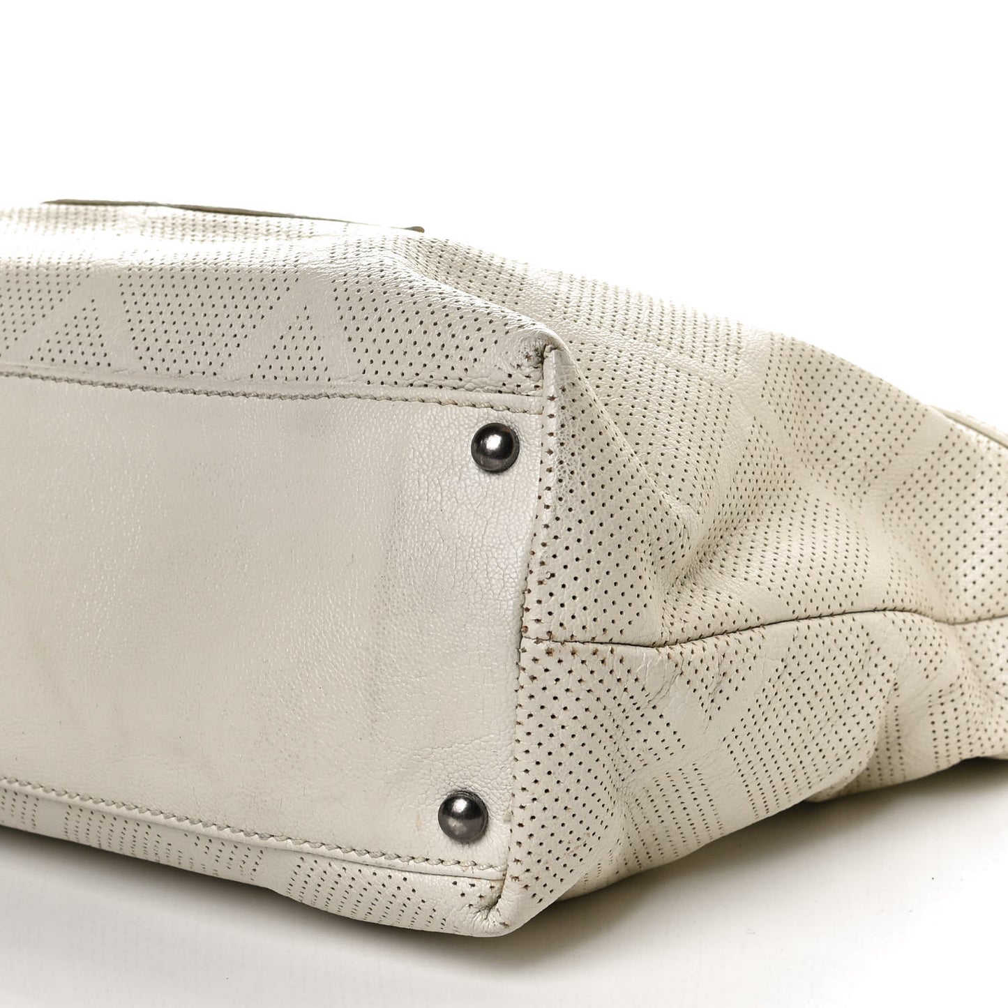 Goatskin Perforated Large CC Tote White