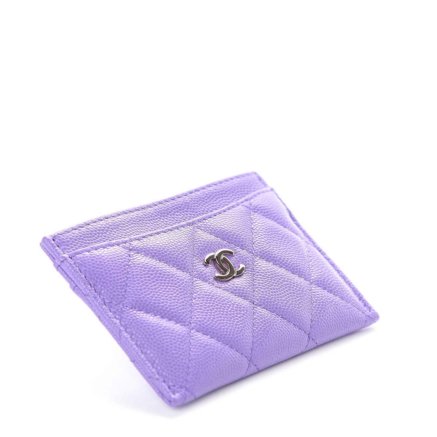 Caviar Quilted Card Holder Purple